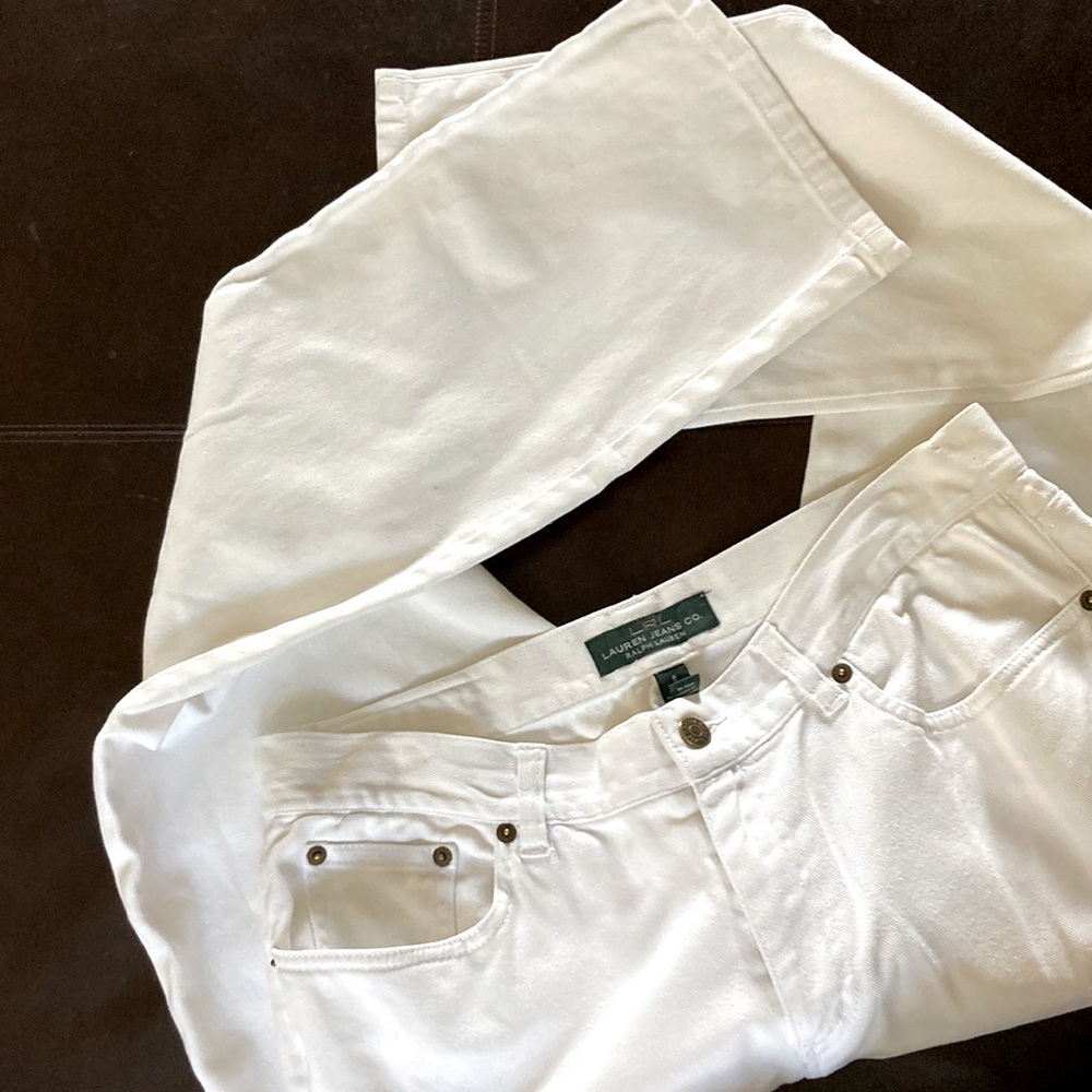 VTG Ralph Lauren LRL JEANS women’s white denim premium sz 8 GREEN TAG